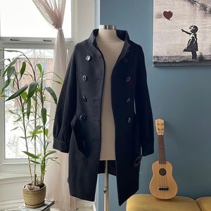 H&M Studio Collection Mod black coat with oversized buttons Size 4
